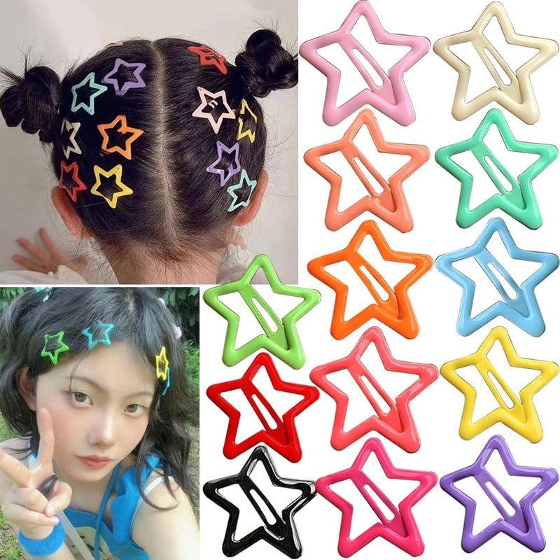 Seneeel 13 PCS 1.65" Metal Hair Accessories - Snap Barrettes with Non-Slip Star Clips for Girls in Multiple Colors - Image 1